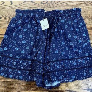 New! Free People Women's Shorts Small Cambridge Printed Pull-On NWT Navy Combo